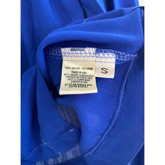 Cloth & Stone Women's Royal Blue Button-Up Blouse With Tie Neck Detail Size S - Picture 5 of 6